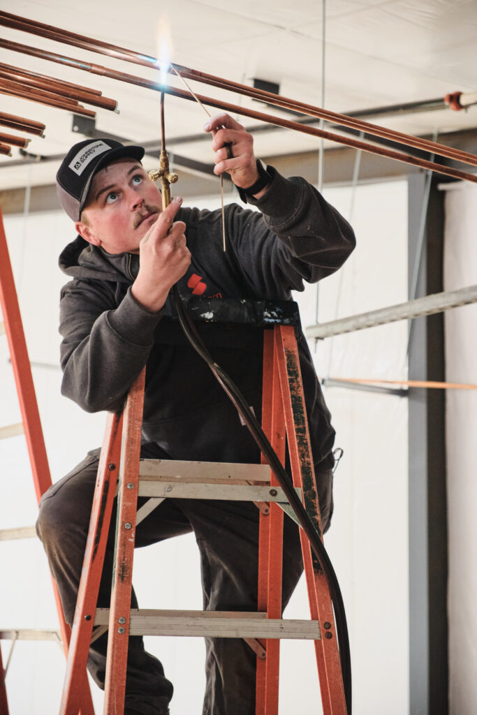 Brazing copper refrigerant lines for HVAC system