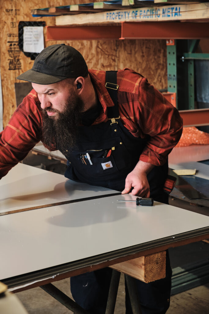 Close-up of detailed sheet metal work